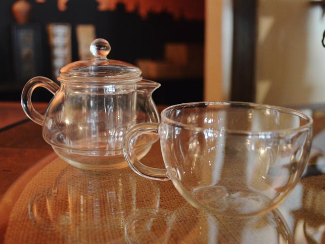 Glass Pot & Cup Set